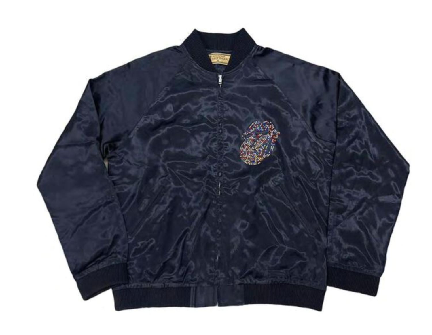 Madeworn Silk Tour Jacket Rolling Stones Crystals Black — Etc